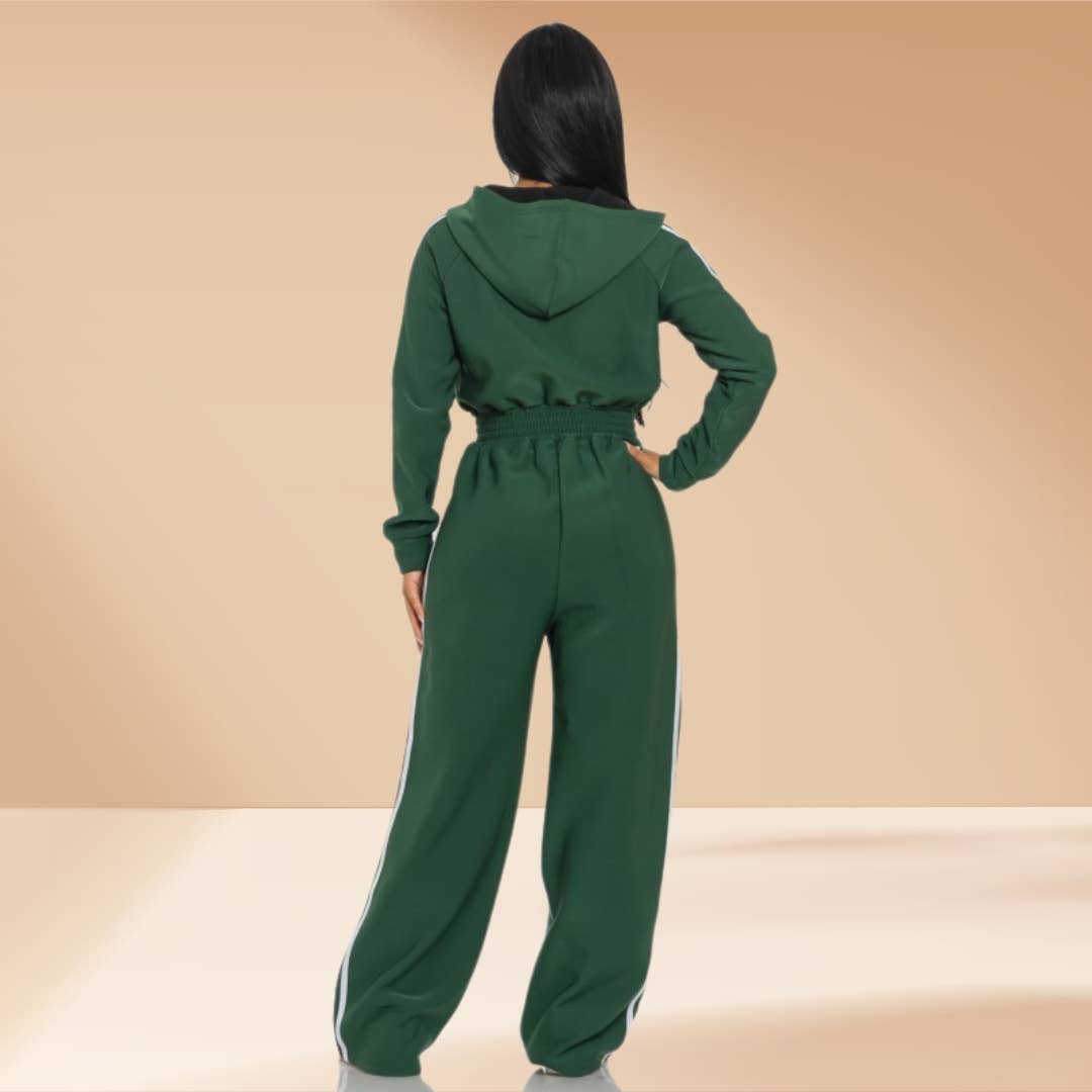 Celystrends - Wholesale Jumpsuit - Women's - Jumpsuit Hooded Lined Fleece Side Stripes 6