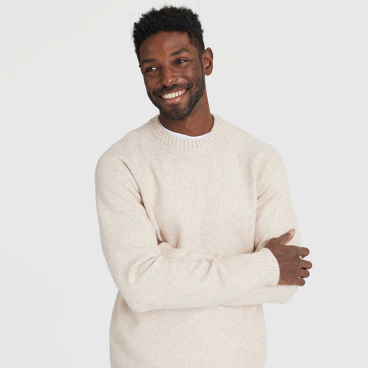 Heather Oatmeal Crew Neck Sweater for wholesale by True Classic