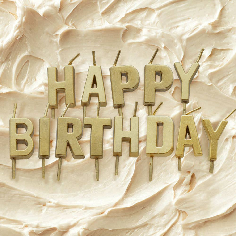 JFL Enterprises - Wholesale Cake Candle - Happy Birthday Gold Metallic Letter Birthday Candles2