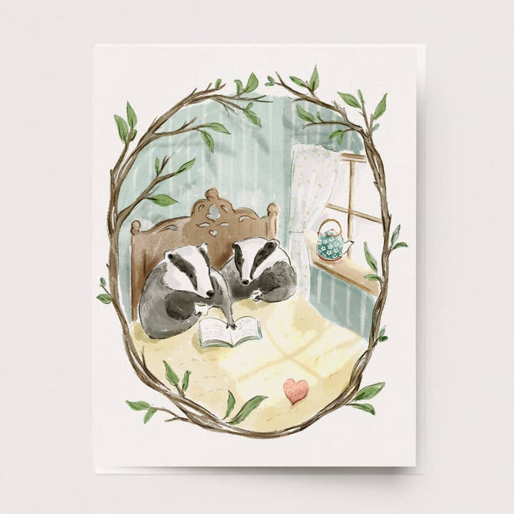 Morning Coffee Badgers Card L-131 for wholesale by Ingrid Press