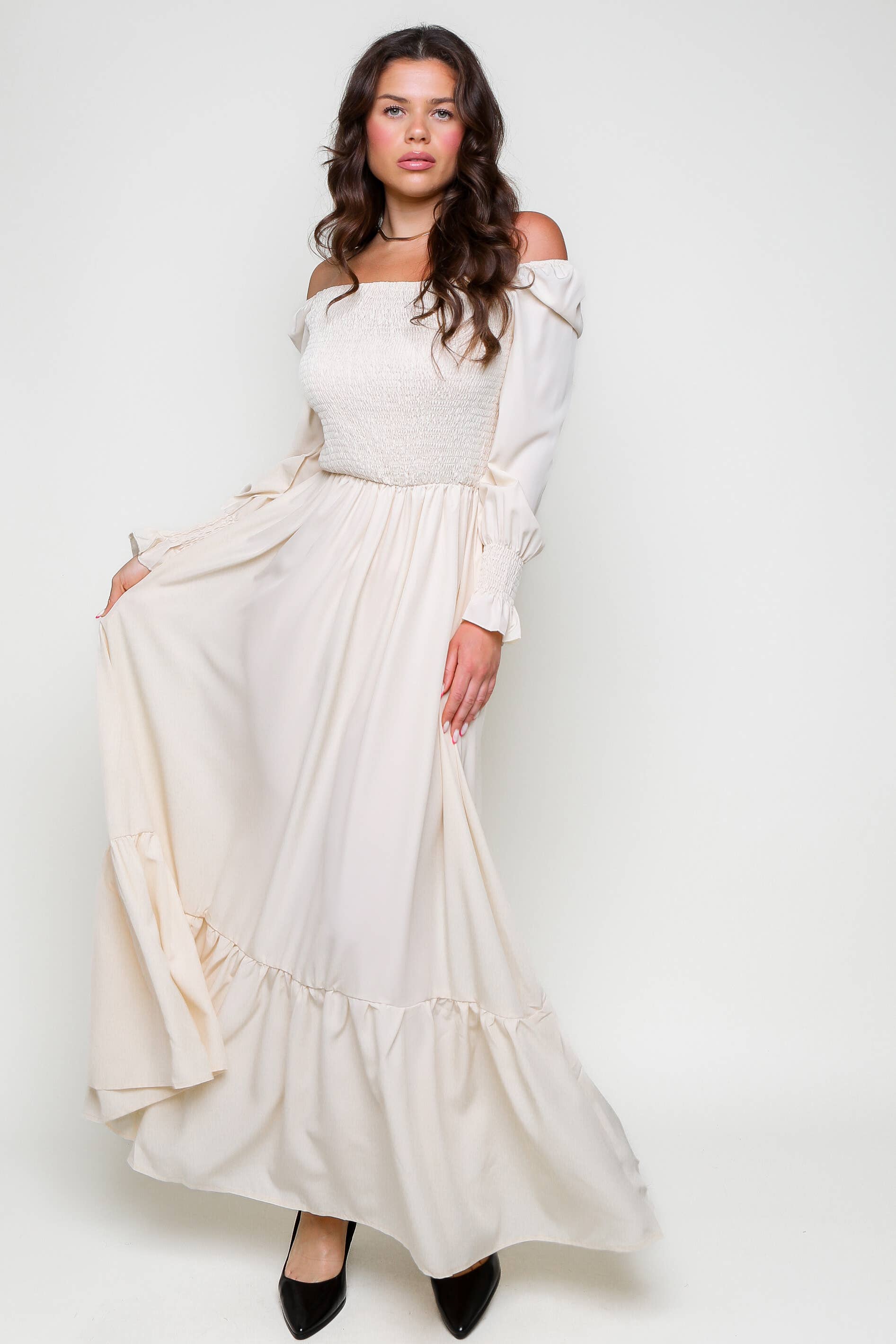 Flarix - Wholesale Dress - Women's - Smocked Square Neck Maxi Dress23