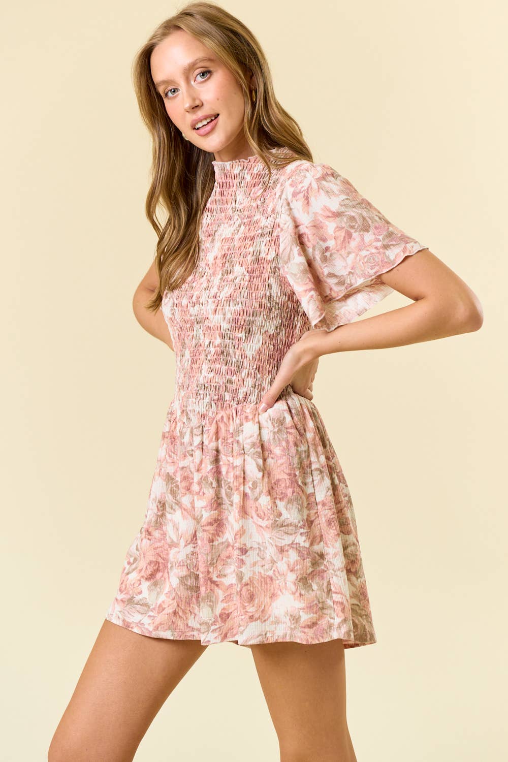 Doe and Rae – Engroshandel Romper - Dame – Blomstermønstret strikket ærmeløs romper med sidelomme - 27972R-17