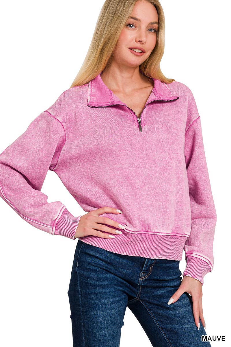 Vanilla Monkey - Vendita all'ingrosso Felpa - Donna - Pullover con mezza cerniera in pile lavato ad acido13