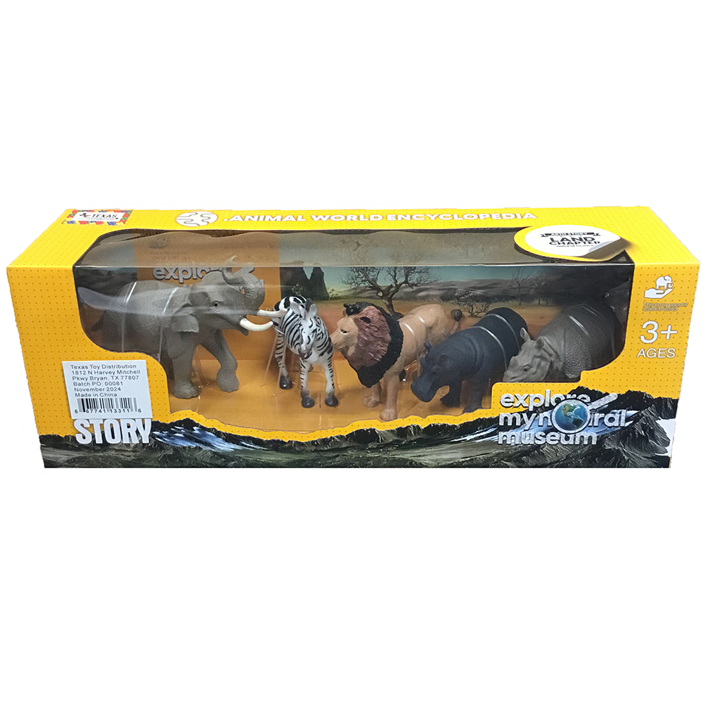 Texas Toy Distribution - Vente Figurine – enfant - 5 figurines d'animaux africains en caoutchouc dans une boîte à fenêtre0