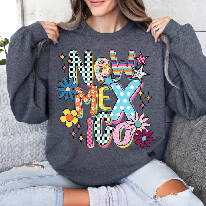 Funky States New Mexico Sweatshirt for wholesale by Aluminum Petunias