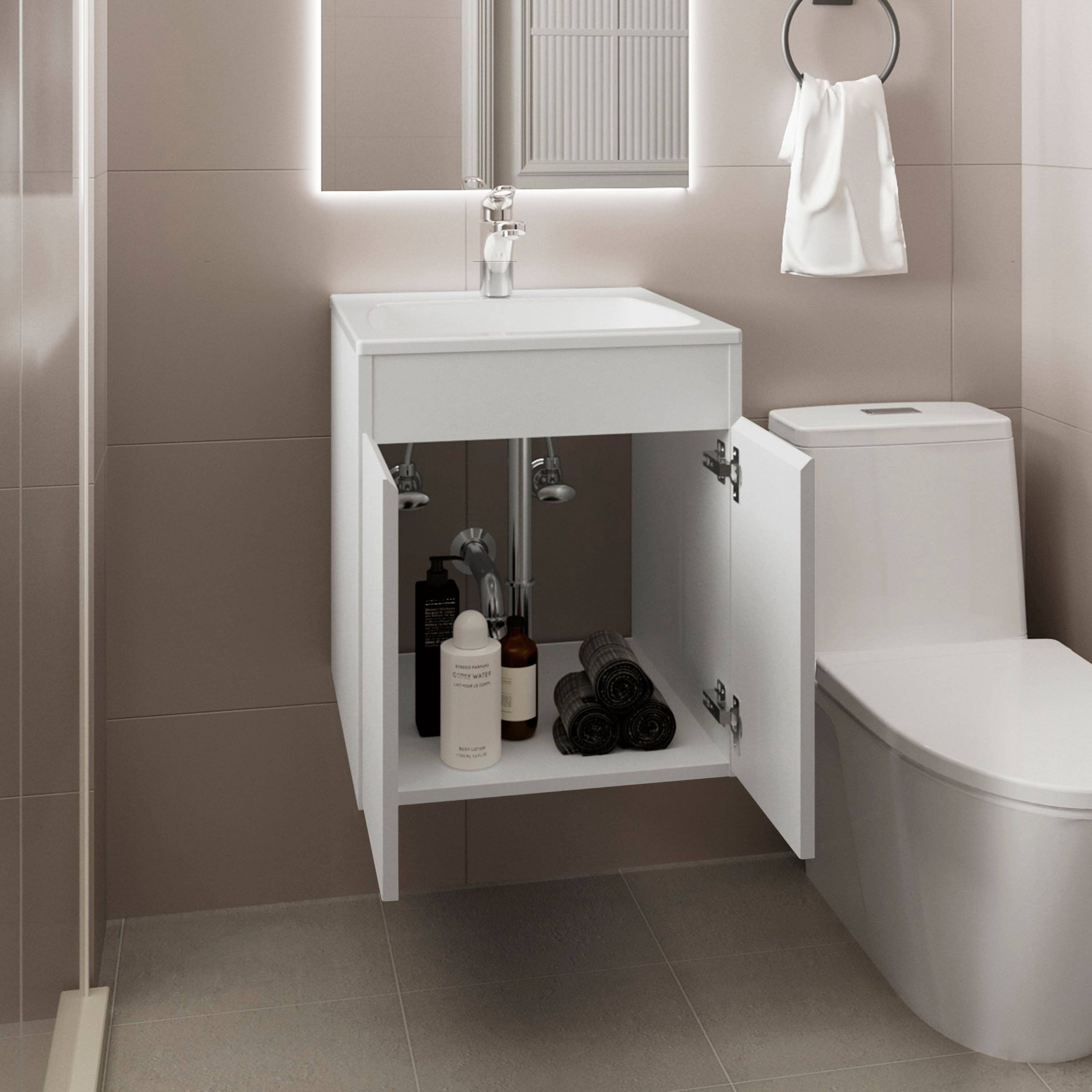 TUHOME FURNITURE - Wholesale Cabinet - Bathroom Vanity 45 Meka, One Open Shelf9