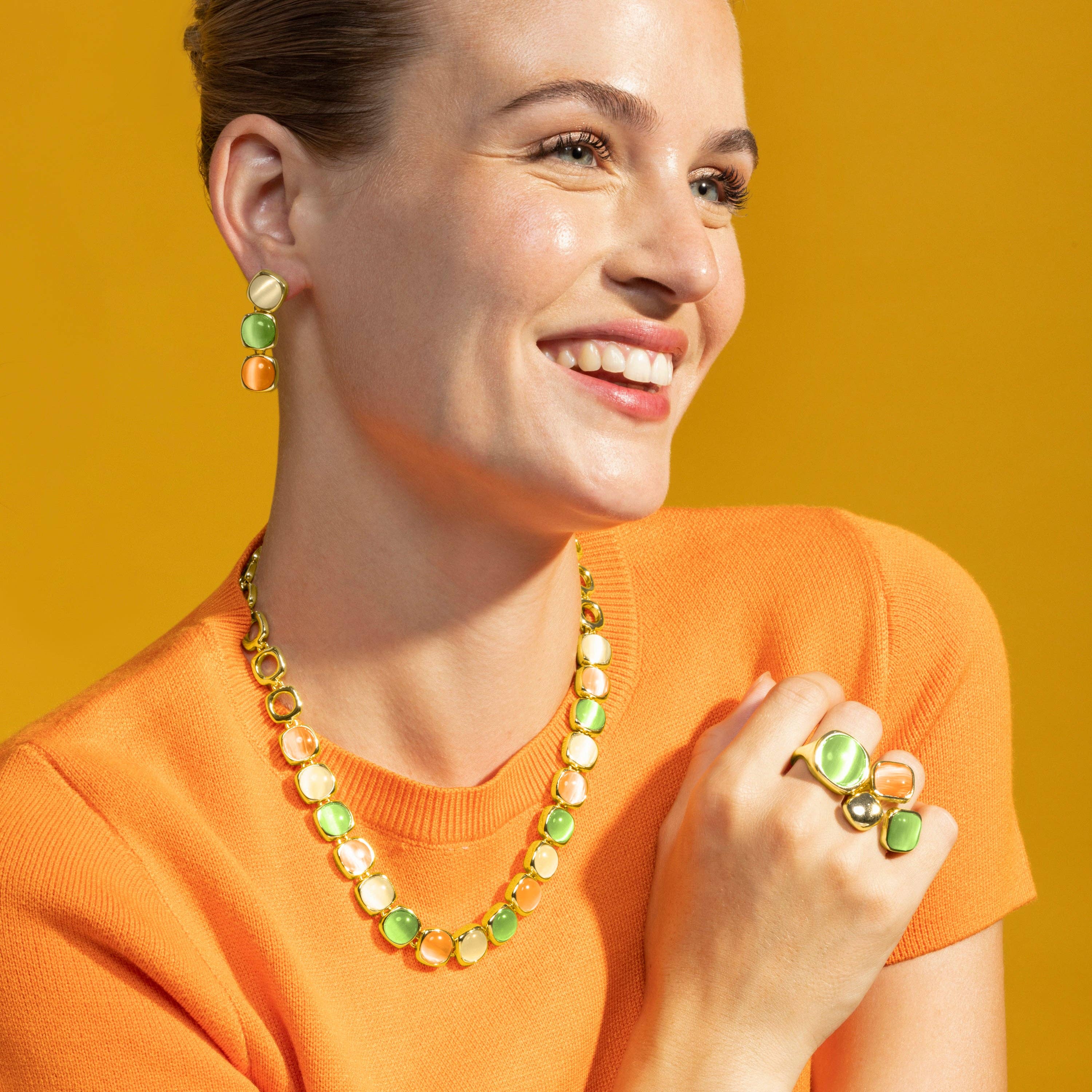 Luxenter - Wholesale Dangle Earrings - Pendientes con Ojo de Gato Multicolor acabado oro 18k - Shureo2