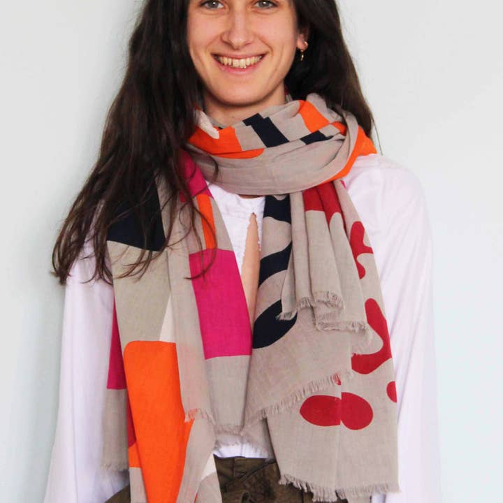 Les Belles Vagabondes - Wholesale Head Scarf - Women's - Organic Cotton Scarf Fuchsia Combination1