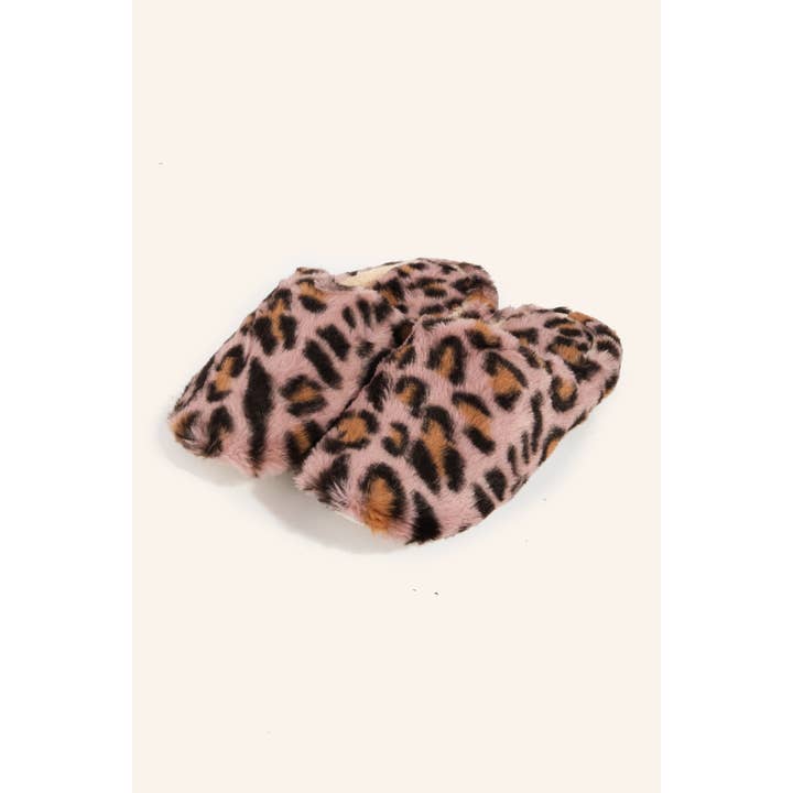 Pink Leopard Pattern Fuzzy Slippers for wholesale by Anarchy Street