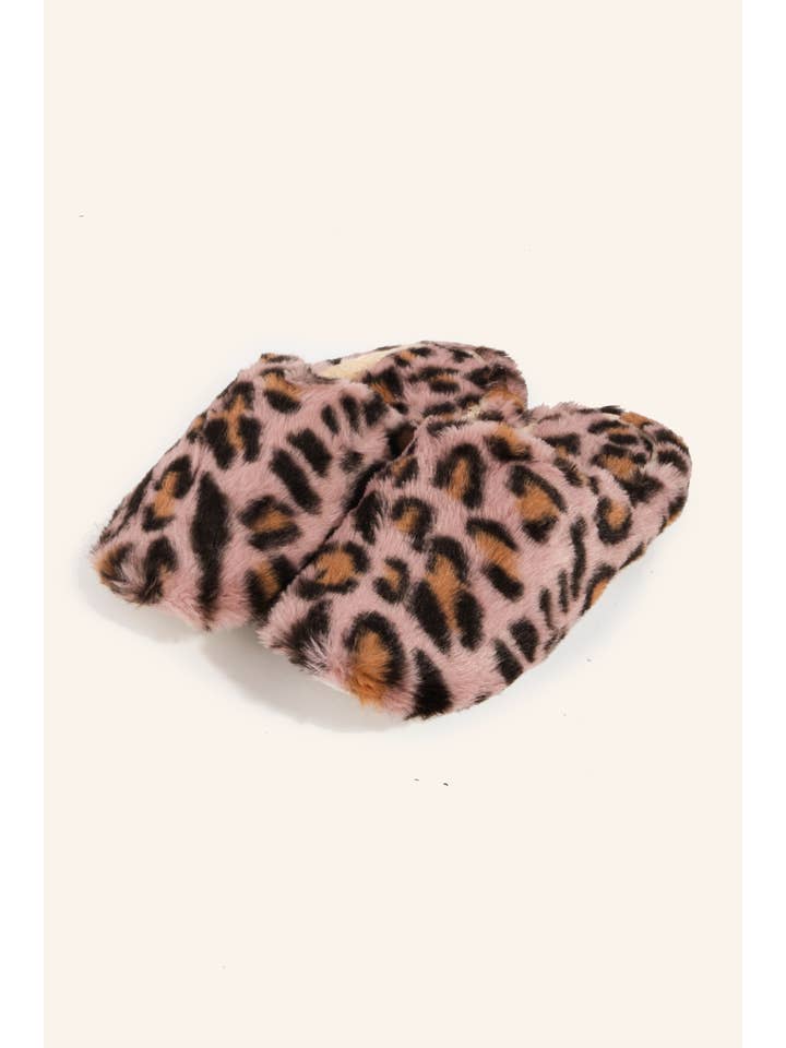 PKL Pink Leopard Pattern Fuzzy Slippers for wholesale on Faire