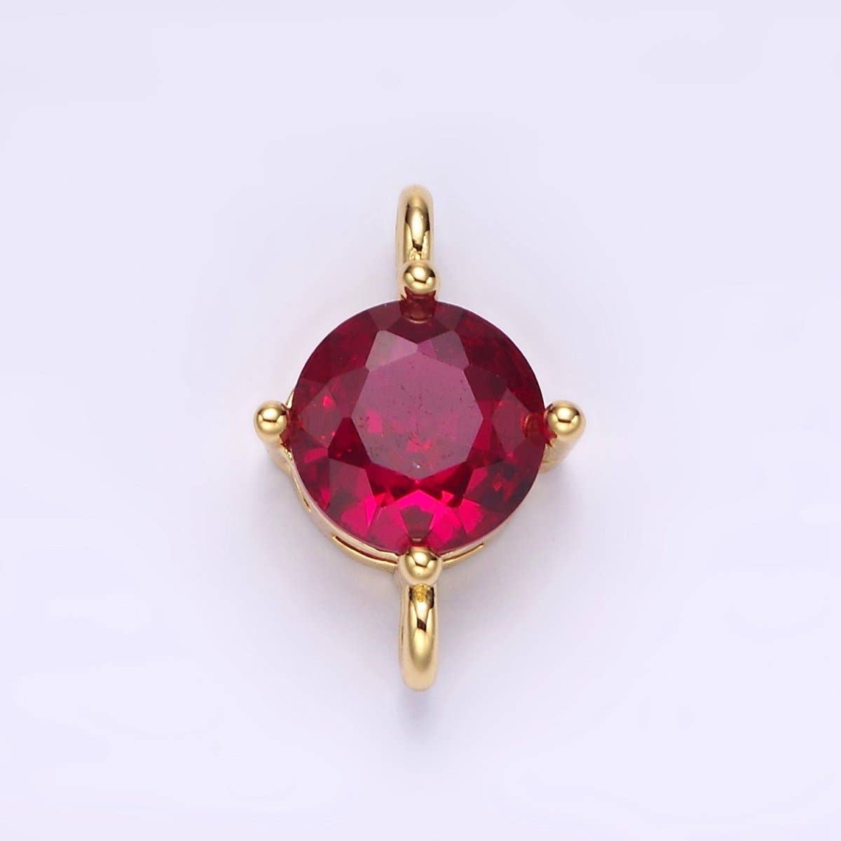 Aim Eternal - Wholesale Individual Charm/Pendant - 14K Gold Filled 10mm Round CZ Birth Month Personalized Connector | G-157 - G-1694