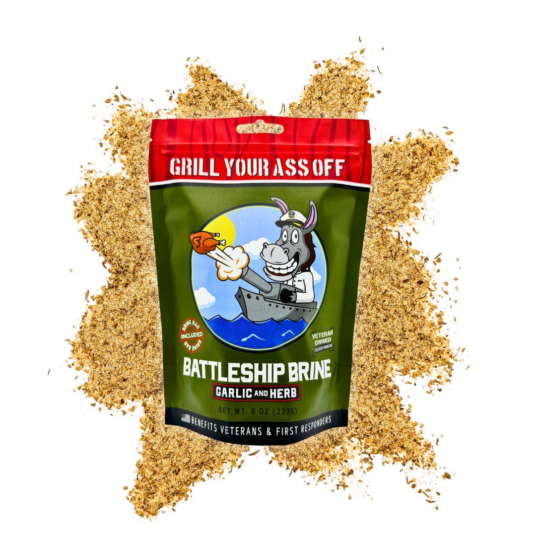 Grill Your Ass Off - Spices, Rubs, Seasonings, Sauces, Jerky - Wholesale Rub - Battleship Brine – Garlic & Herb Turkey Chicken Brine Pork