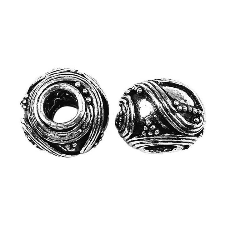 Silver Overlay Over Copper Artisan Swirl Granulated Oval Bali Spacers for wholesale by Bali Designs