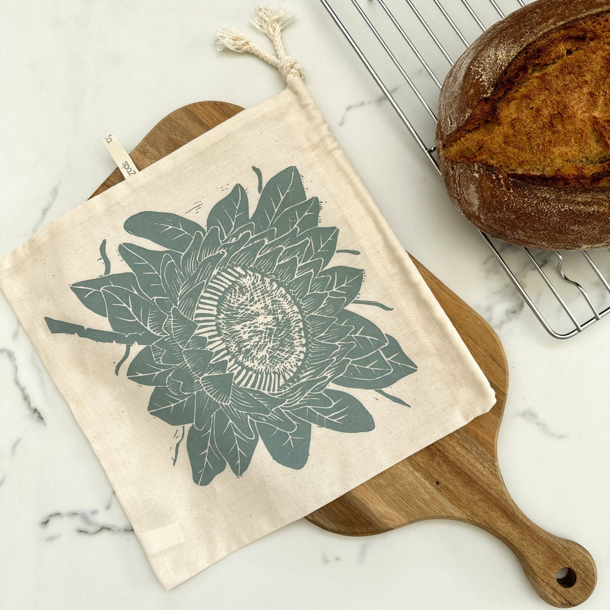 Halo Dish Covers - Wholesale Kitchen Storage/Organizer - Bread Bag 11.5" square for round loaves organic cotton prote3