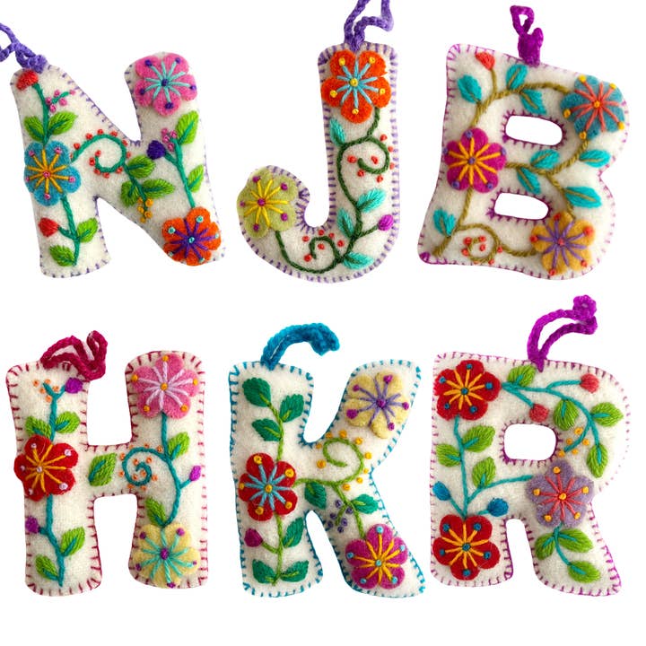 Ornaments 4 Orphans - Wholesale Ornament Set - White Letter Ornament Bundle BHJKNR, 6 Pack0