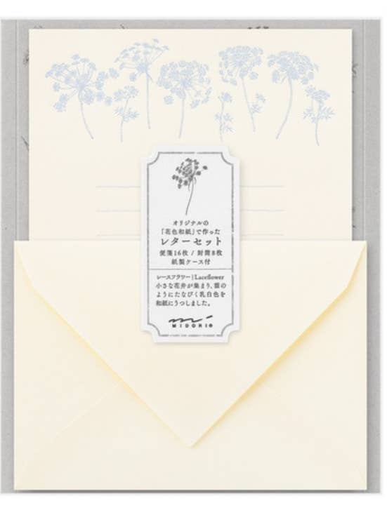 Midori Hanairo Washi Letter Set White | Echizen Washi for wholesale by 「FUNJI」In Japan