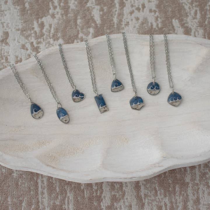 Sandy Beaches Shop - Wholesale Pendant/Charm Necklace - Dainty Wave Necklace Variety Pack of 8 | Custom Beach Sand3