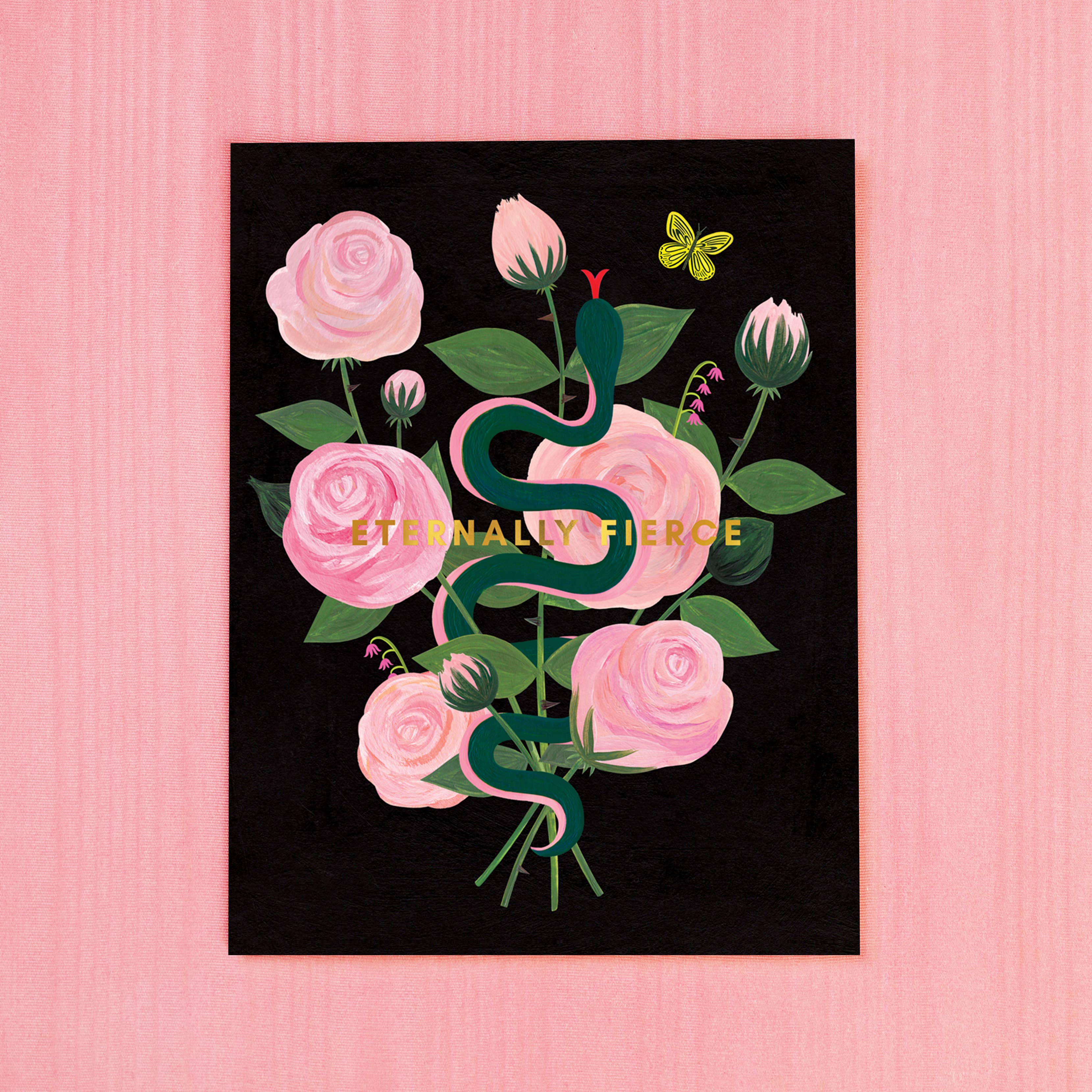 Girl w/ Knife - Wholesale Everyday Greeting Card - Eternally Fierce Greeting Card (Midnight) - Gold Foil1