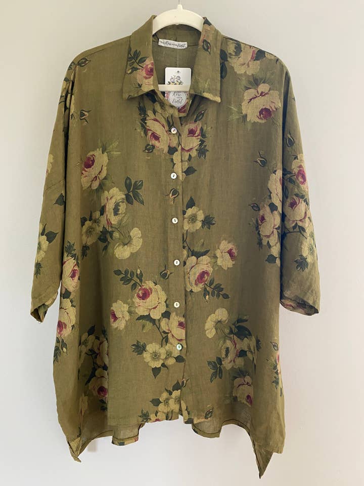 Miss Rose Sister Violet - Wholesale Button Down Shirt - Women's - WOMEN'S - Teddy Linen FLORAL Shirt
