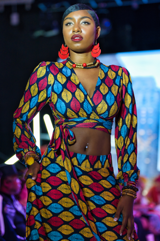 Nina Cheyenne Apparel - Wholesale Top & Skirt Set - Women's - Nadia African Geo Print Skirt Set2