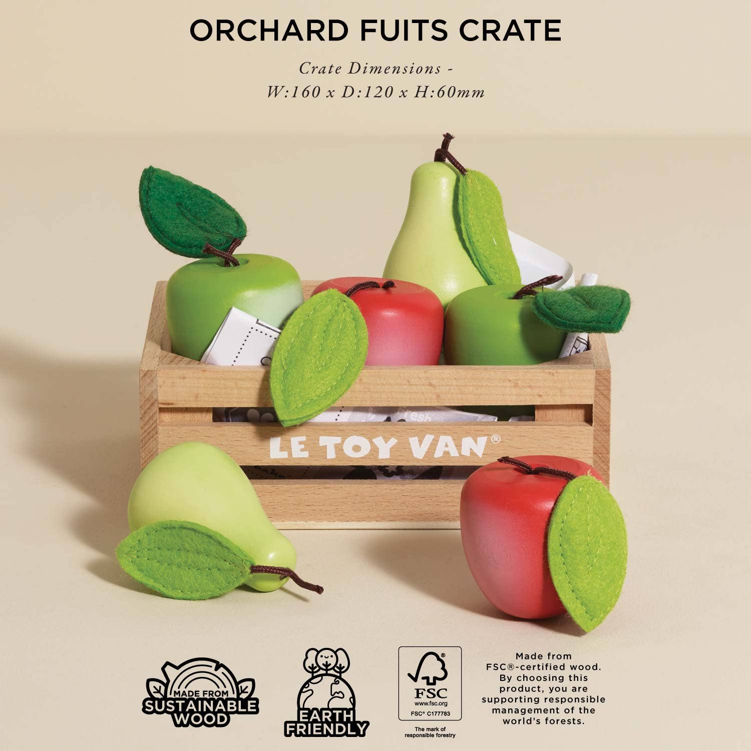 Le Toy Van, Inc. - Wholesale Toy Set - Kids - Orchard Fruits Wooden Market Crate2