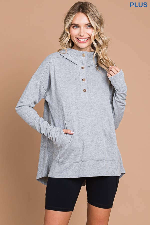 Culture Code - Vente Haut en maille – femme - CFH1935LX - HAUT À CAPUCHE ÉVASÉ SURDIMENSIONNÉ AVEC OURLET HAUT ET BAS13