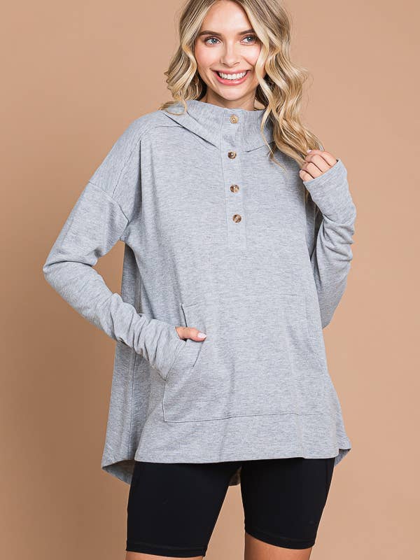 Culture Code - Vente Haut en maille – femme - CFH1935LX - HAUT À CAPUCHE ÉVASÉ SURDIMENSIONNÉ AVEC OURLET HAUT ET BAS13