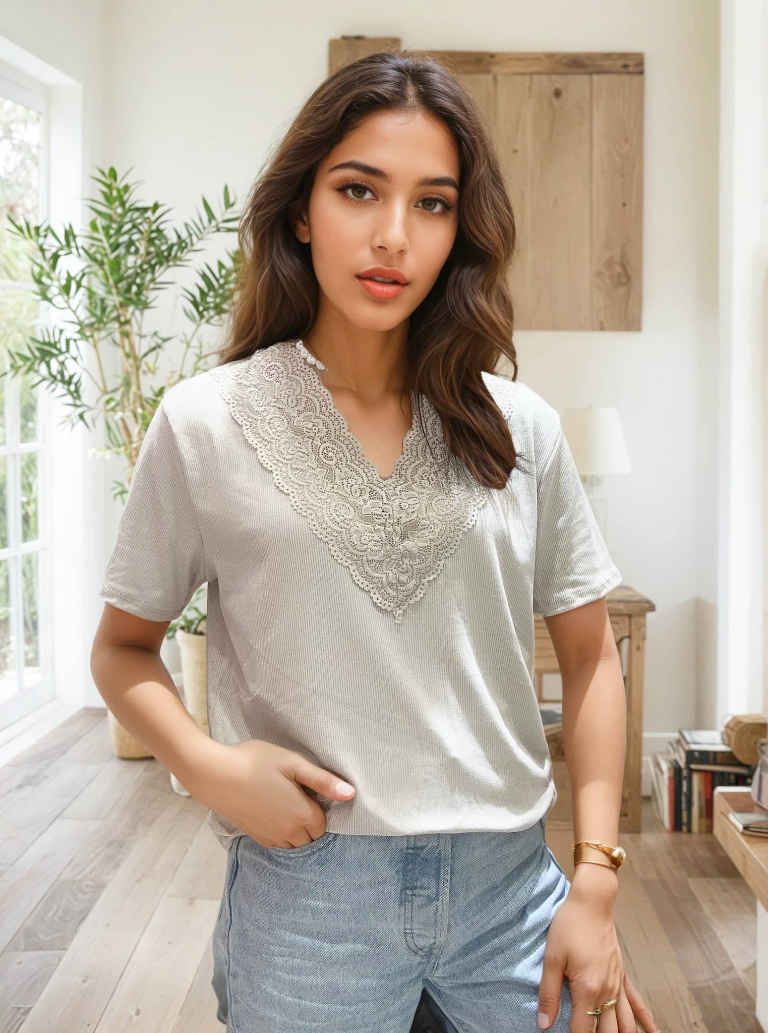 ZAFA PARIS - Wholesale Blouse - Women's - 80F01H47-T-shirt designed in extra stretch viscose5