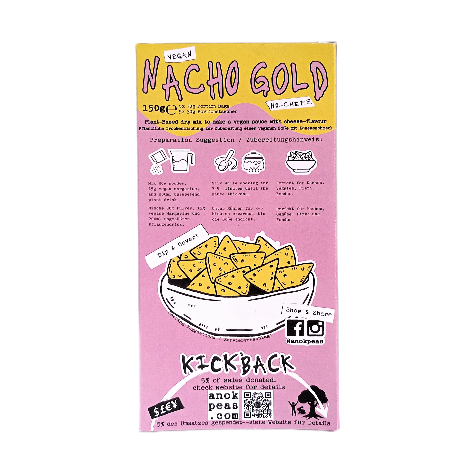 anok & peas - Vendita all'ingrosso Pasti pronti a lunga conservazione - NACHO GOLD - Mix vegano per salsa formaggio cremosa3