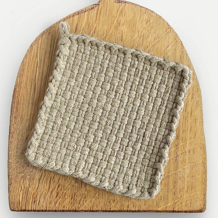 Handwoven Cotton Potholder/Trivet - Flax for wholesale by Project Purl