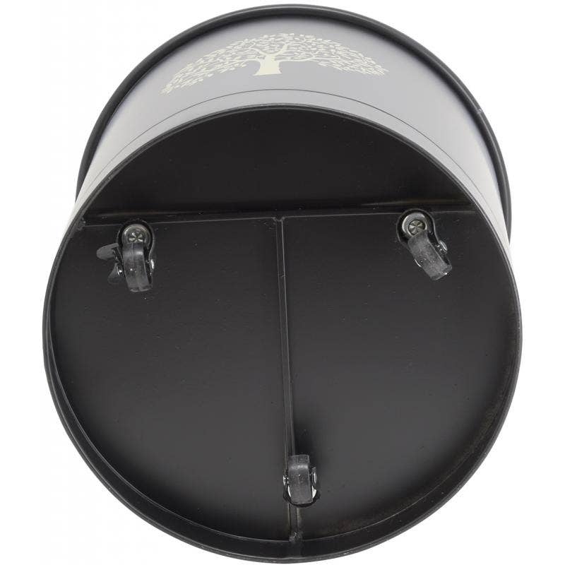 Aubry Gaspard - Venta al por mayor Cesta/caja de almacenamiento - Caja metálica para pellets negra con diseño de árbol y 3 ruedas2