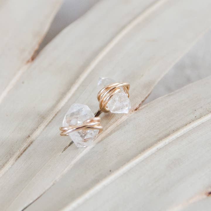 Barberry & Lace Handmade Jewelry - Wholesale Stud/Post Earrings - Herkimer Diamond Earrings | 14k Gold Fill & Sterling Silver