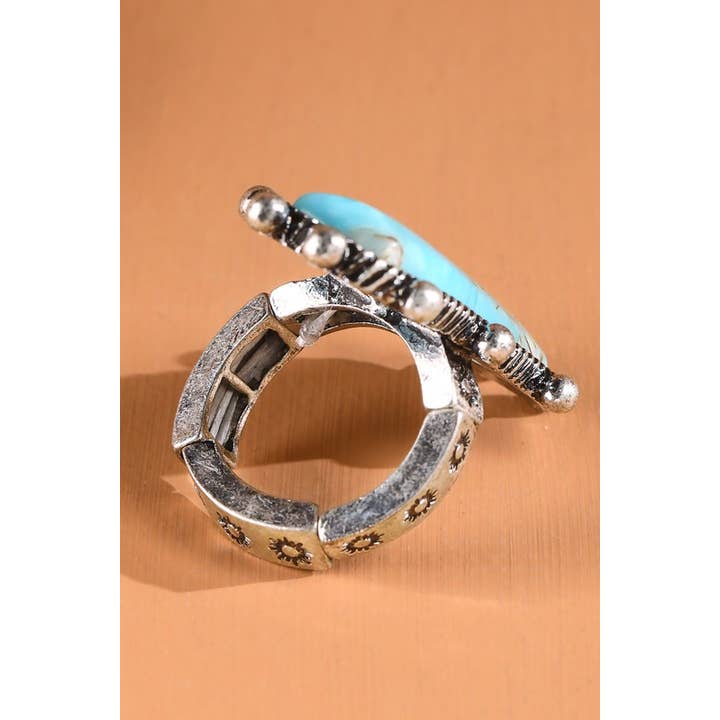 TURQUOISE SBTQ Western Ball TXR Bar Hand Stone Ring for wholesale on Faire1
