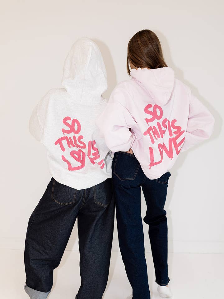 So This Is Love Pink Hoodie for wholesale by Girl Tribe Co
