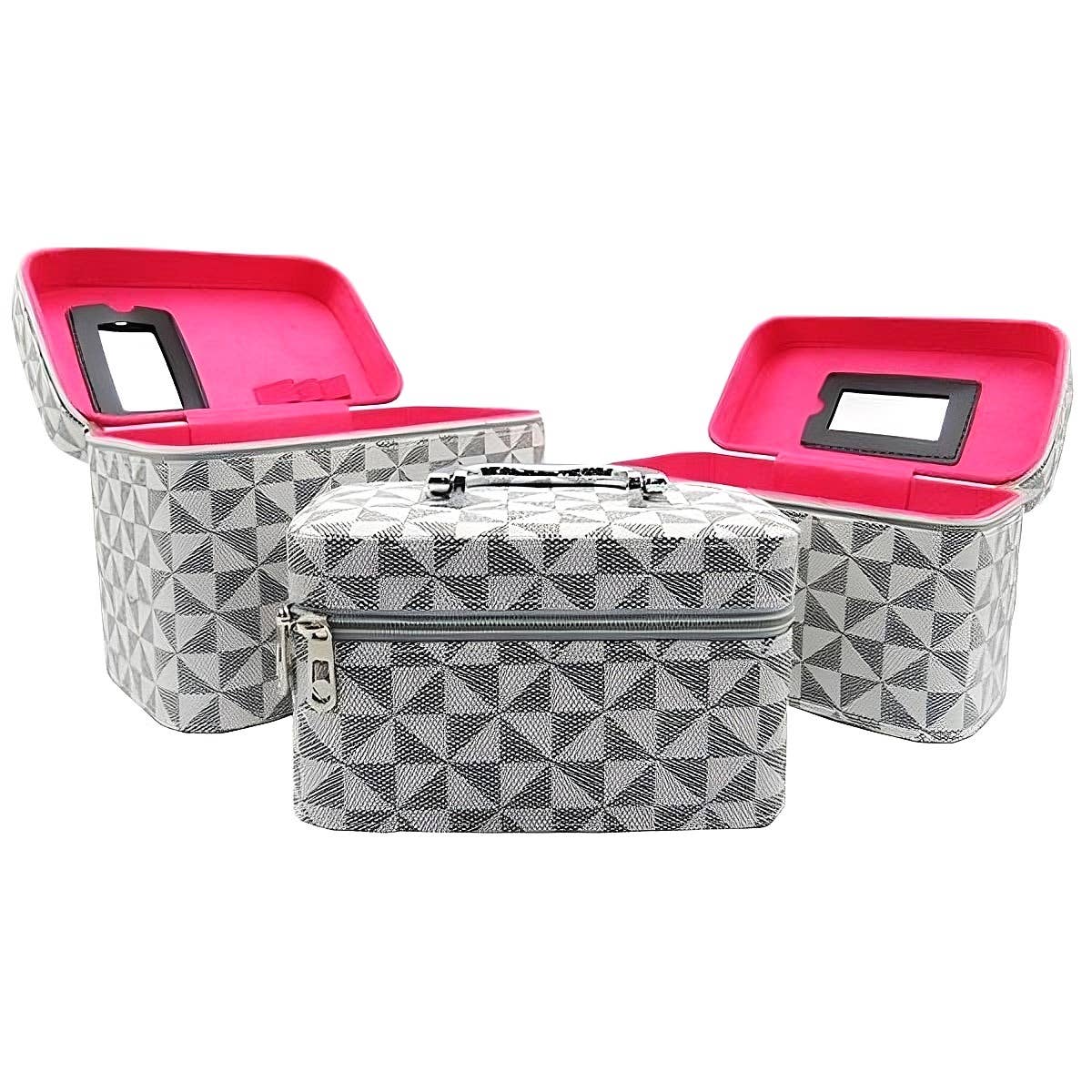 Diacly - Wholesale Makeup/Cosmetic Bag - Monogram 3 Piece Makeup Case Ivory1