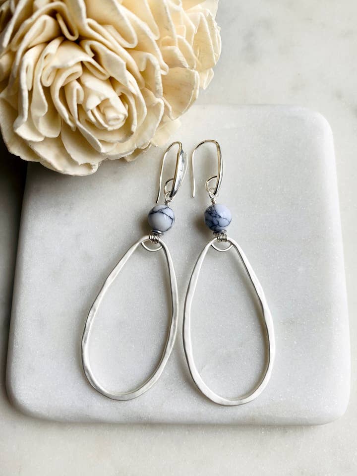 Howlite & Matte Silver Earrings for wholesale by Dajana Design