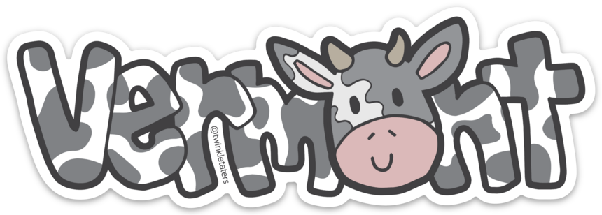 Designs by Diana - twinkletaters - Wholesale Sticker - Vermont Cow 5" x 1.7" Vinyl Sticker3