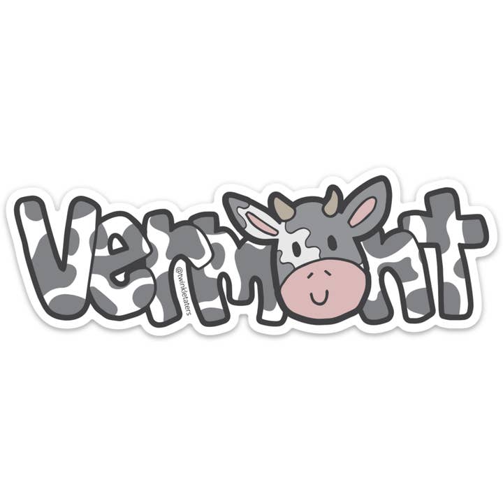 Designs by Diana - twinkletaters - Wholesale Sticker - Vermont Cow 5" x 1.7" Vinyl Sticker3