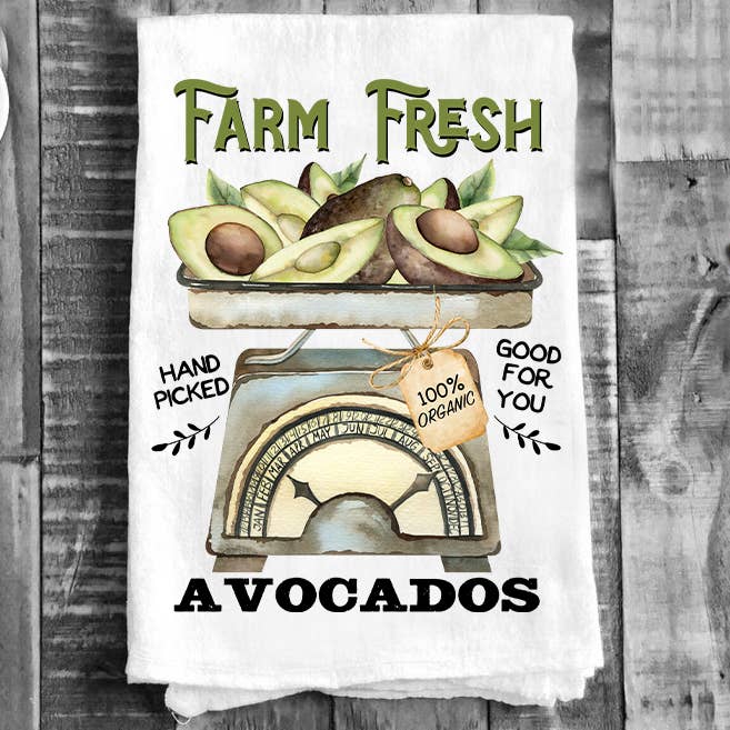Farm Fresh Avocado's Biologische keuken katoenen theedoeken voor wholesale door Avery Lane Gifts