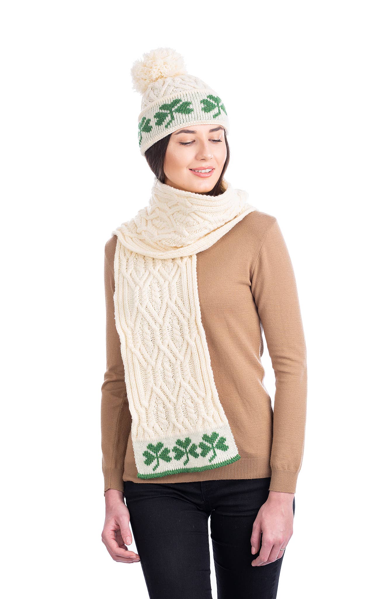 Saol - Wholesale Beanie - Women's - Green Shamrock Wool Hat0