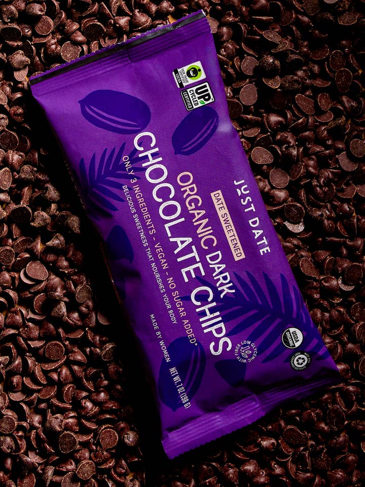 Organic Date-Sweetened Dark Chocolate Chips for wholesale by Just Date
