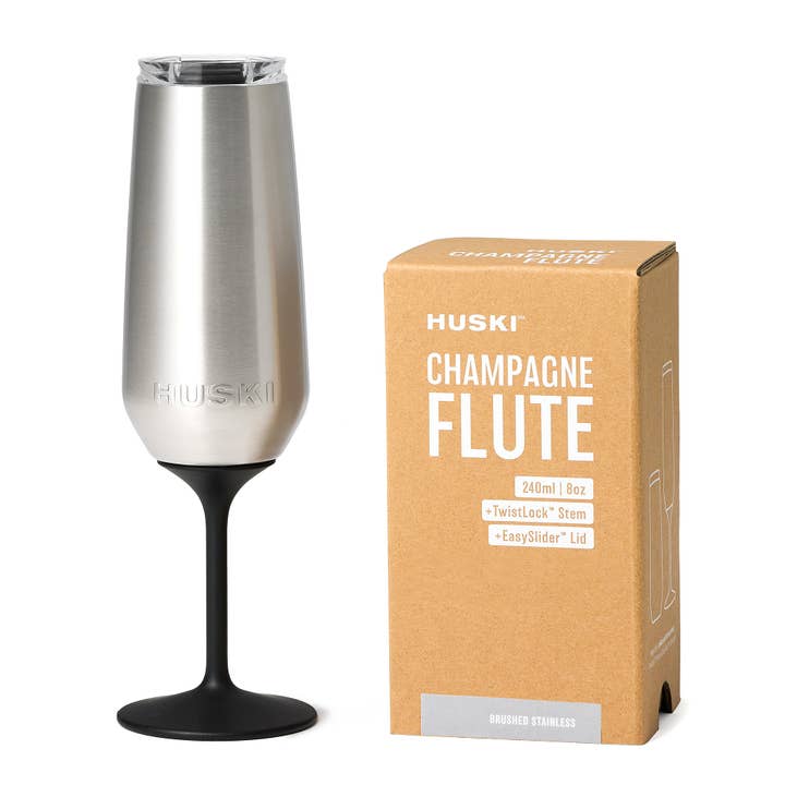Huski Champagne Flute - Brushed Stainless for wholesale by Huski