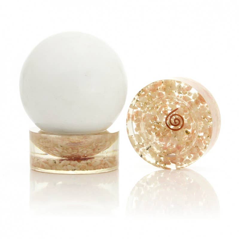 UniArt – wholesale Andlig sten/kristall – Orgonitebas för sfär med kopparspiral och stenskärvor6