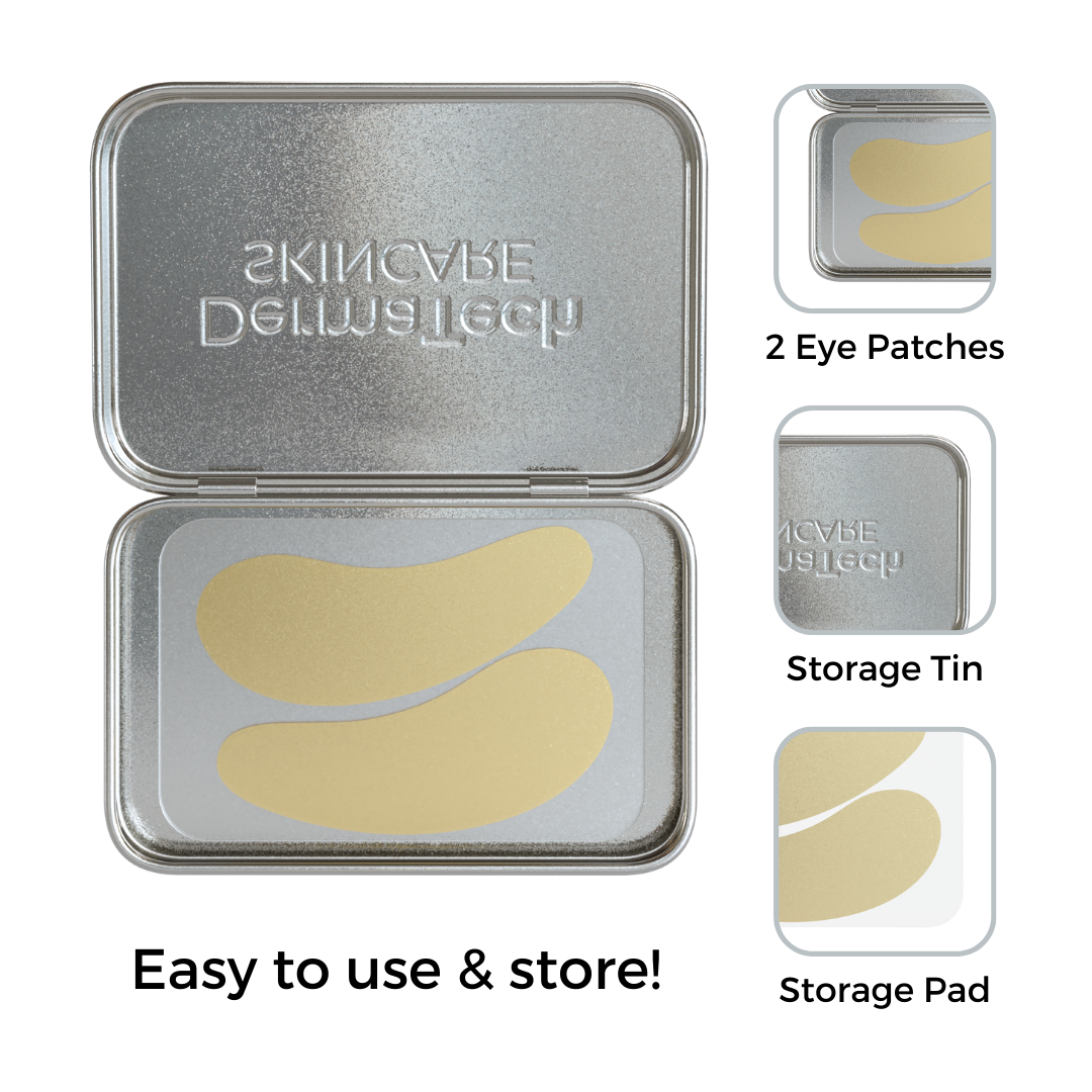 DermaTech Skincare - Wholesale Eye Treatment Mask - Shimmery Gold Reusable Under Eye Patches5