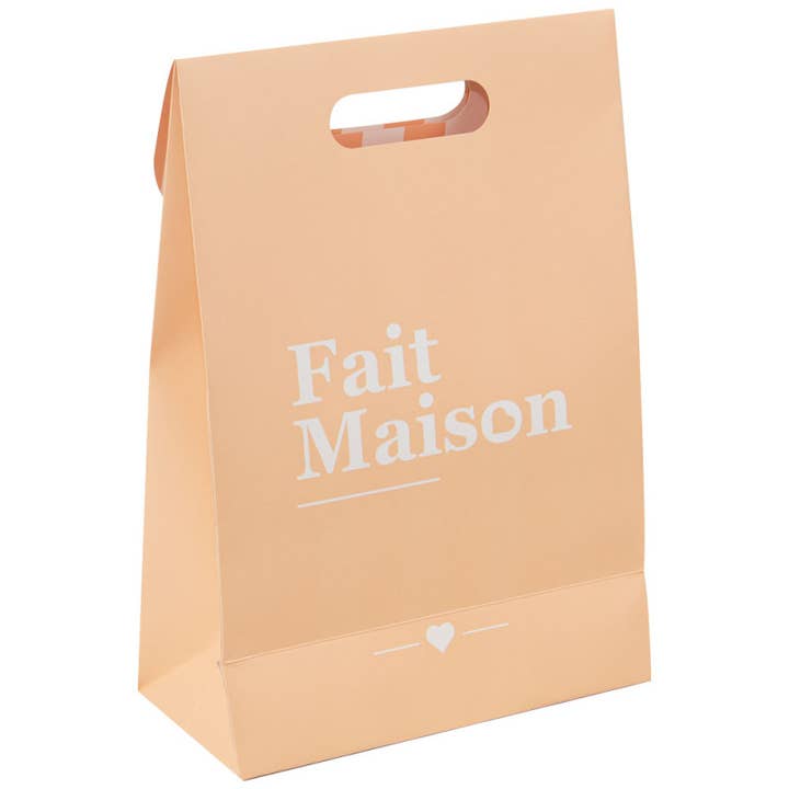 Orange White Cardboard Gift Bag + Window 19x9x27cm Homemade for wholesale on Faire2