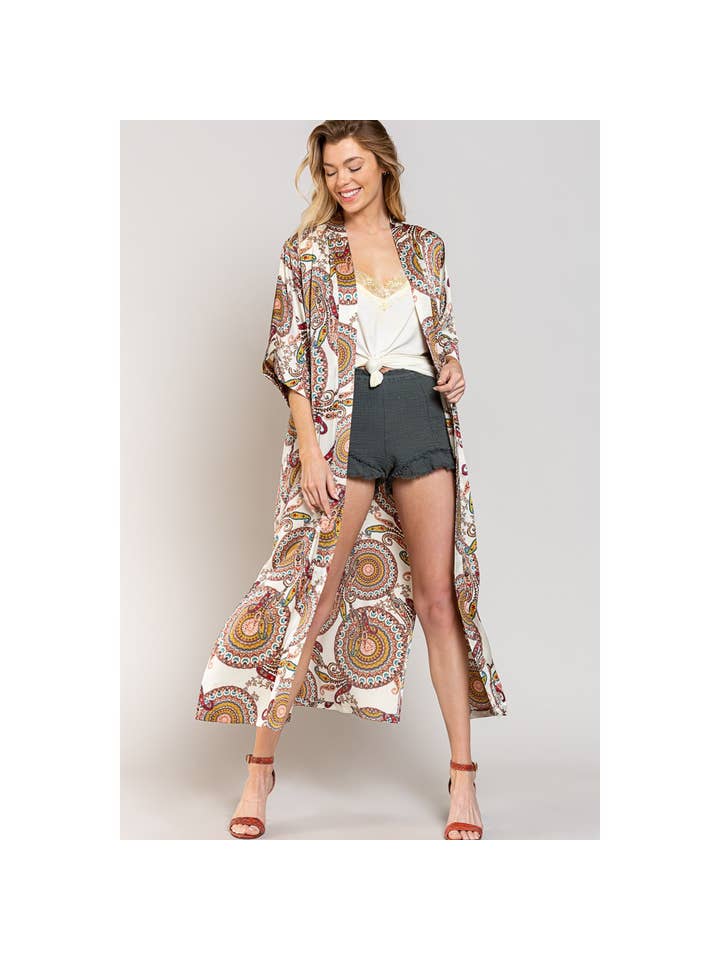 IVORY MULTI SMT1987 Satin Cardigan SALE for wholesale on Faire