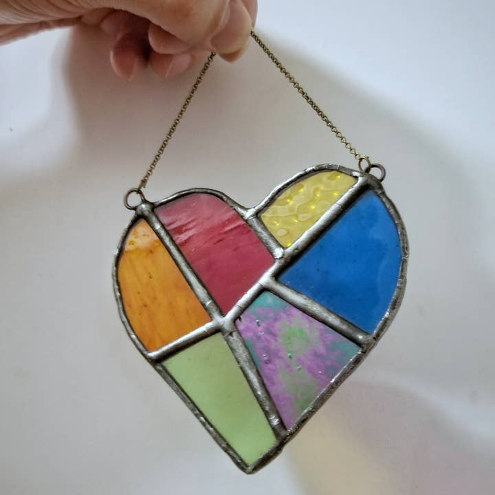 Lost & Found Design - Wholesale Suncatcher - Stained glass - rainbow heart suncatcher2