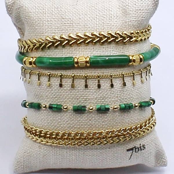 Bijoux 7bis - Wholesale Sieradenset - Bestseller set van 5 groengouden roestvrijstalen armbanden0