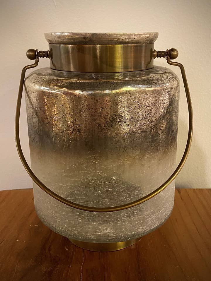 Desert Sands Lantern With Metal Handle 7x7x9.5" for wholesale by The Light Garden Collection