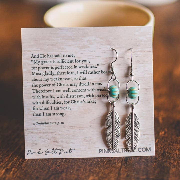 Turquoise & Feather Earrings for wholesale by Pink Salt Riot